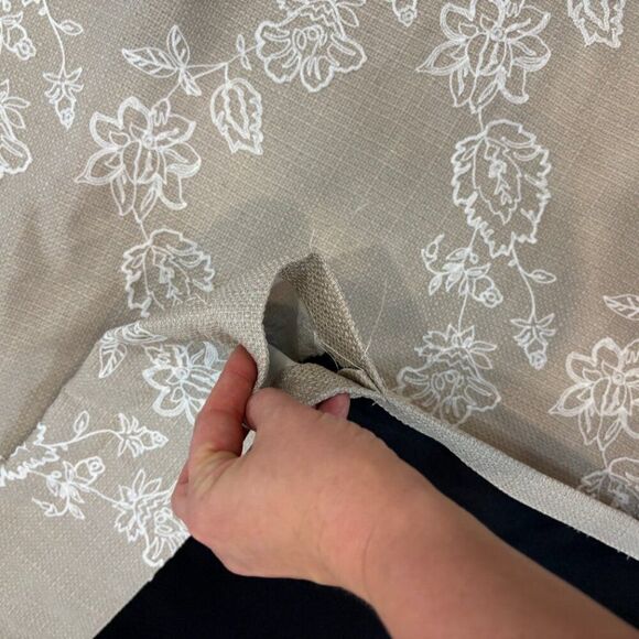 Linen Floral Embroidered Rod Pocket Heavy weight Curtain - 52 in. W x 84 in. L - Picture 3 of 5